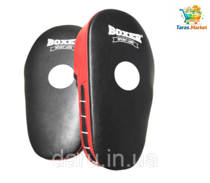Лапи кікбоксерські прямі подовжені шкіра Boxer Sport Line 2451098520 фото