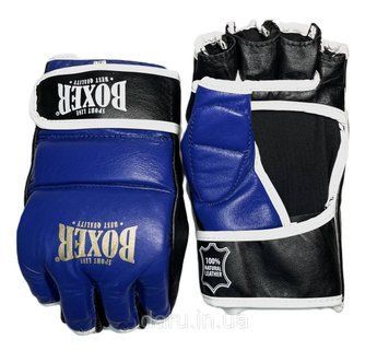 Рукавички для змішаних видів єдиноборств ММА "NEW" BOXER Sport Line Шкіра XL ( чорні, сині, червоні) 2453894275 фото
